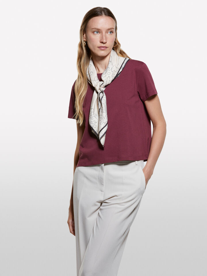 Burgundy boxy fit t-shirt - women's short sleeve t-shirts - Burgundy | Sisley image number 3